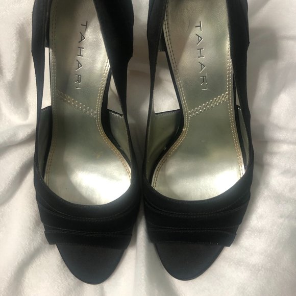 Tahari Satin Open Toe Pumps size 5.5 - Picture 2 of 4